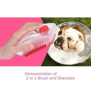 2-in-1 Dog Bathing Massage Brush & Shampoo Dispenser for Dogs and Cats
